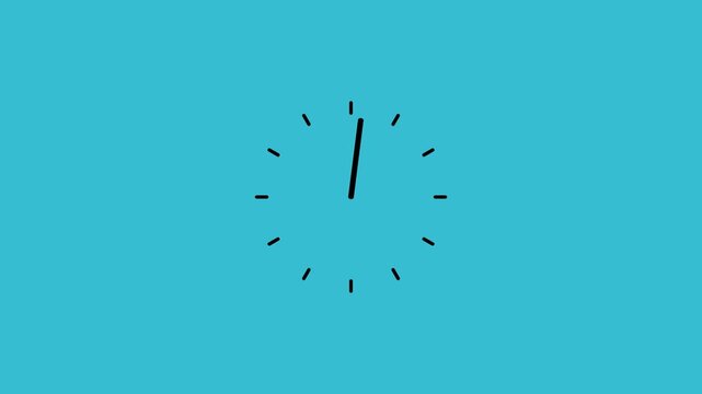 Analog clock icon with moving arrows in 12 hour loop. Stopwatch animation. Timer and 4k animation
