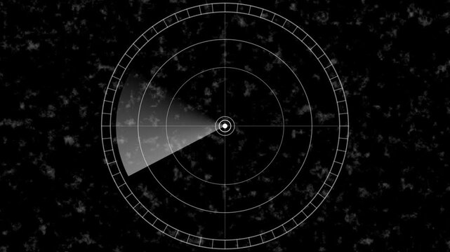 Futuristic digital radar interface data detection and monitoring technology black scanning beam over .4k video