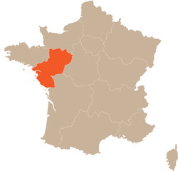 Obraz premium Pays De Loire Location on Map of France Editable Cartographic Illustration