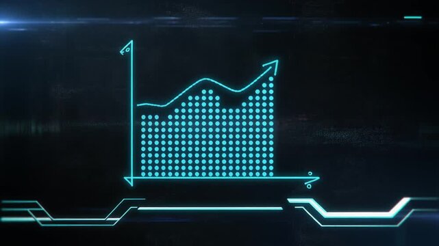 Digital Growth Chart Animation with Futuristic HUD Elements