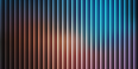 Fototapeta premium Abstract background with vertical stripes and glowing light effect in blue, orange and purple colors