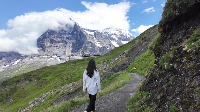 Scenic M&auml;nnlichen Hiking Trail in the Swiss Alps