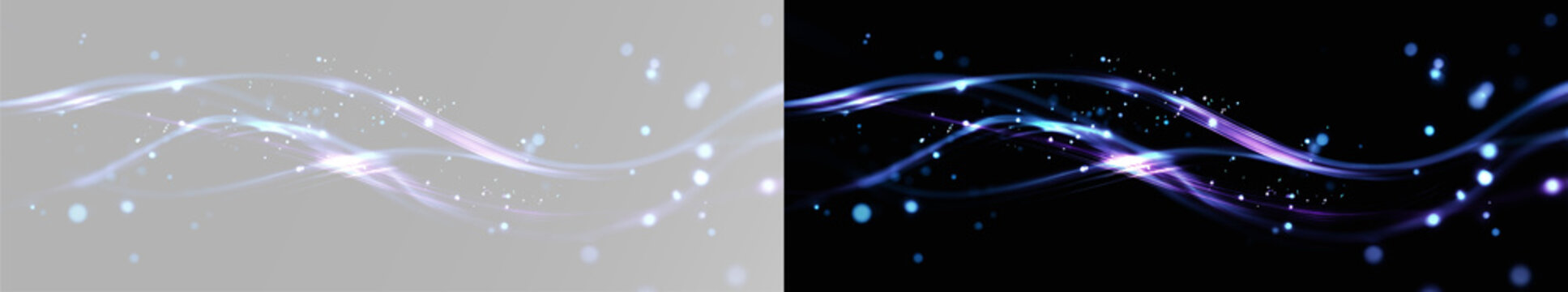 Glowing blue wave with sparkling particles isolated on transparent background futuristic neon energy flow png