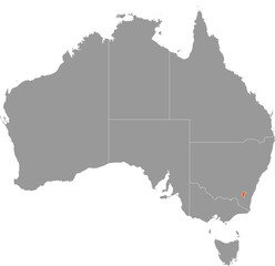 Fototapeta premium ACT Australian Capital Territory Location on Map of Australia with States and Territories Editable Cartographic Illustration