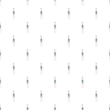 Seamless pattern featuring a cartoon character balancing on stilts