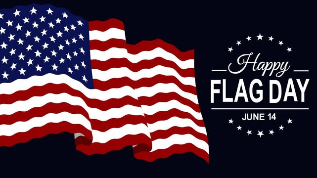 Patriotic USA Flag Day footage featuring a waving American flag with stars and stripes on a dark background. Perfect for Independence Day, national celebrations, banners, and holiday themes.