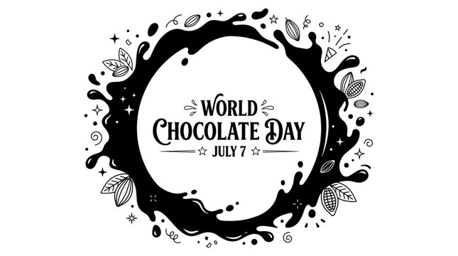 World Chocolate Day Chocolate Splash Frame Vector, Minimal Cocoa Celebration Border Design