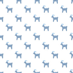 Fototapeta premium Light blue stylized goats creating a whimsical continuous pattern on a white background