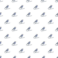 Fototapeta premium Ski jumpers creating a seamless pattern on a clean white background