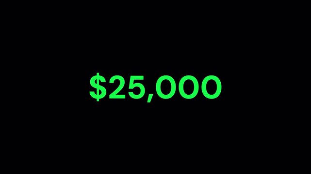 Digital Money Counting Animation Showing Dollar Amount Rising from Zero to Fifty Thousand 0 to 50,000 for Investment Banking and Financial Success Concept on Transparent Background 4K Video
