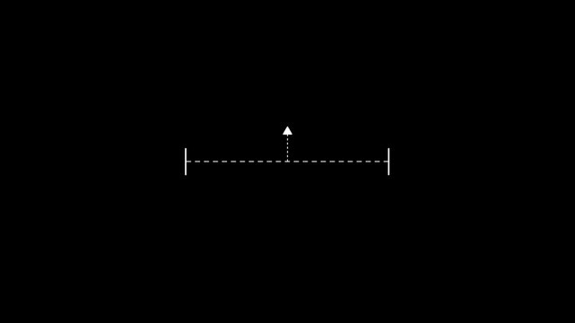 White vertical dotted line measuring height animation, alpha channel. Motion graphics of line direction concept,4k quality animation video.