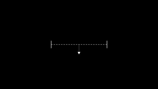 White vertical dotted line measuring height animation, alpha channel. Motion graphics of line direction concept,4k quality animation video.