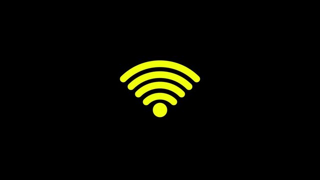animated wifi internet network icon on black background. wi-fi network icon 4k animation video.wifi icon