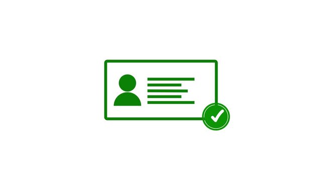 Approved Id card animation. NID card verify icon motion graphics. Personal data verification 4k video.4k animation video