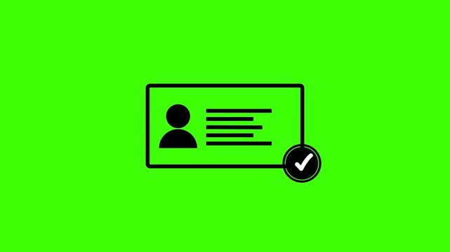 Approved Id card animation. NID card verify icon motion graphics. Personal data verification 4k video.4k animation video