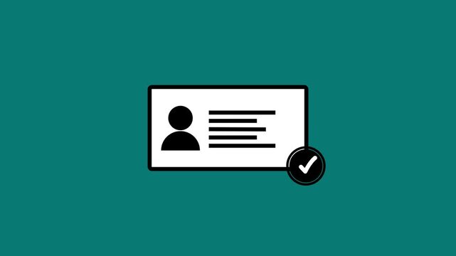 Approved Id card animation. NID card verify icon motion graphics. Personal data verification 4k video.4k animation video