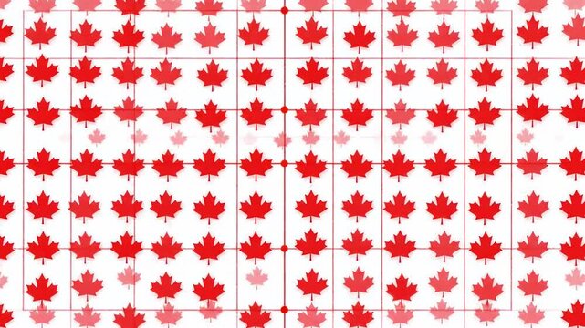 Seamless Red Canadian Maple Leaf Pattern on White Background &ndash; Canada National Symbol Repeating Texture Animation Loop