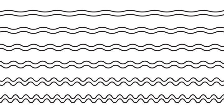Abstract wavy line pattern set. black double wavy line zigzag, curved line, vector Illustration