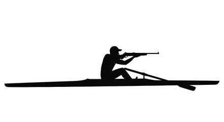 Rowing athlete in boat with oars black silhouette high quality © APIM02SN