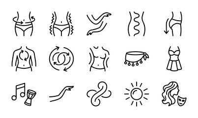 Fototapeta premium Body Shape Icons Set, Fitness & Beauty Vector Graphics, Wellness & Dance Symbols
