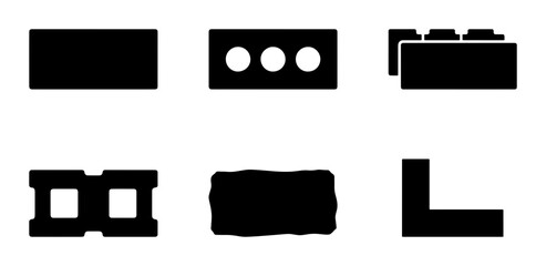 Fototapeta premium Building Blocks Collection, Construction Elements, DIY Materials, Architectural Shapes, Vector Icons