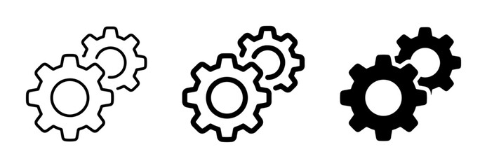 Gear Icons Set, Mechanical Cogwheel Symbols, Engineering Mechanism Design Elements © Designhoost Ltd