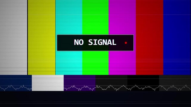 No Signal Television Test Pattern with Digital Audio Glitch Overlay
