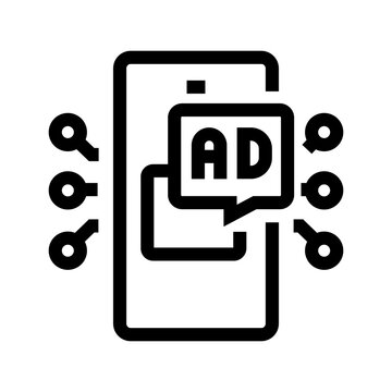 Product placement black line icon for digital and print projects