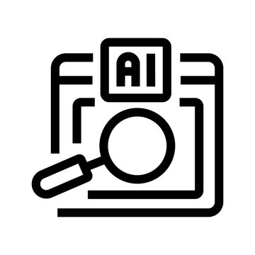 Visual search black line icon for digital and print projects.