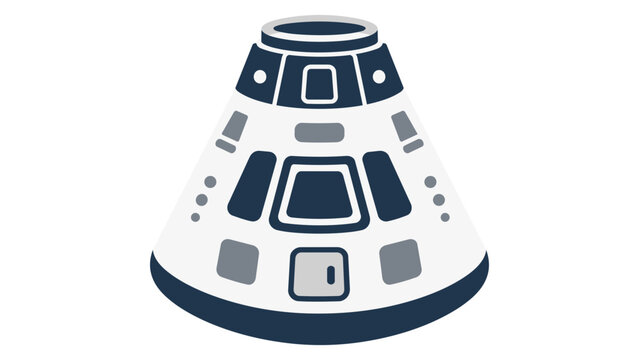 Detailed spacecraft command module vector illustration showing the main cabin of a space capsule. Clean minimalist line icon of an astronomical vehicle for space exploration and science missions.