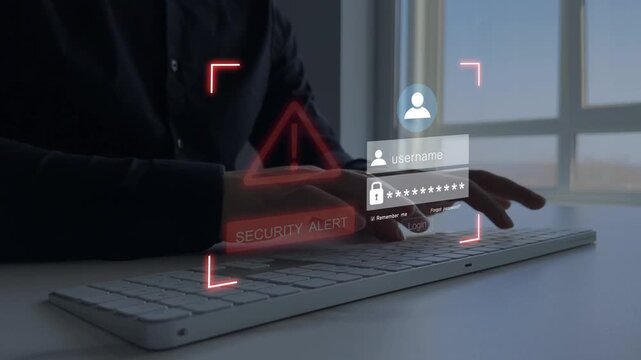 Cybersecurity alert notification.Strong passwords, MFA, and monitoring prevent cyber attacks, credential theft and unauthorized access.Protect profiles from hacks. 