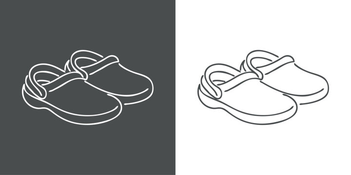 Logotipo con dibujo sencillo con l&iacute;neas de un par de sandalias crocs de caucho 