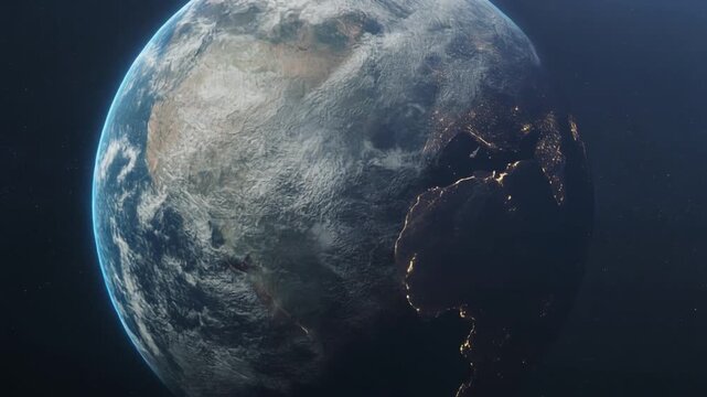 Cinematic Zoom In Towards Earth from Deep Space