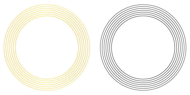 Luxury concentric circle frame set &ndash; Elegant multi line round border collection with premium gold and black stroke styles for branding, packaging, logo, and modern luxury visuals