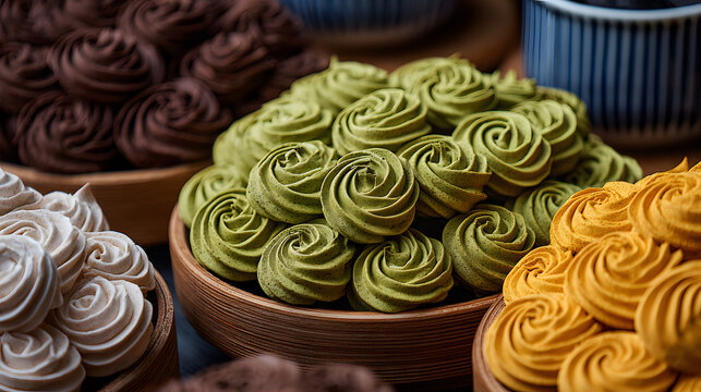 colorful zephyr meringue dessert assortment sweets