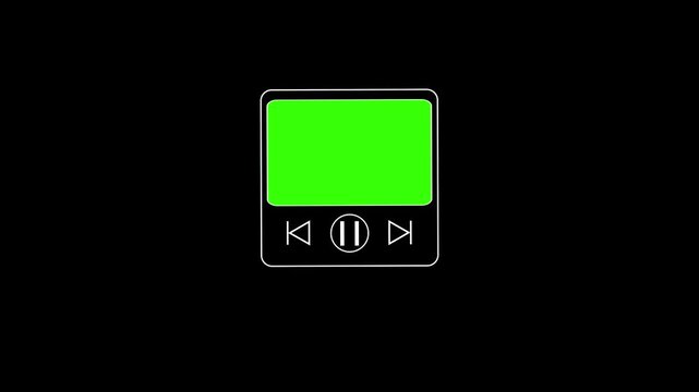 media player popup animation with play pause button interaction and moving ui window.