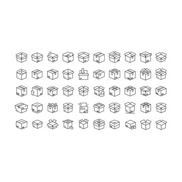 Abstract geometric cube and modular structure icon collection with three dimensi