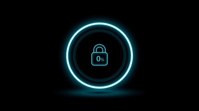 Neon Lock Thin Ring Cyber Security Startup State