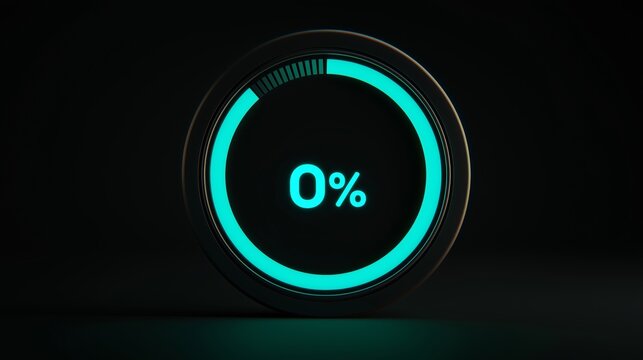 Neon 0 Percent Circular Loading Cyber Security Concept
