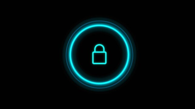 Neon Lock Clean Circle Cyber Security Interface