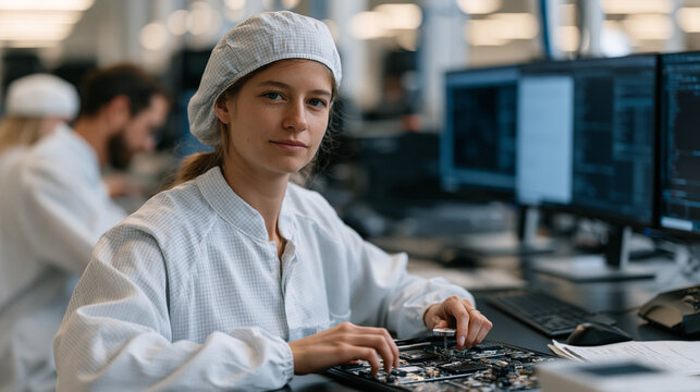 Aerospace startup clean-room technician seals a cubesat deployer mechanism for a debris capture mission, testing spring-loaded deployment arms against precise force gauges as mission integration eng