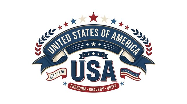 Patriotic usa badge with stars and ribbons