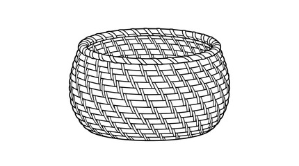 Fototapeta premium Minimalist vector illustration of a traditional hand-woven basket, featuring clean lines and an empty interior, ideal for various graphic design projects and decorative applications