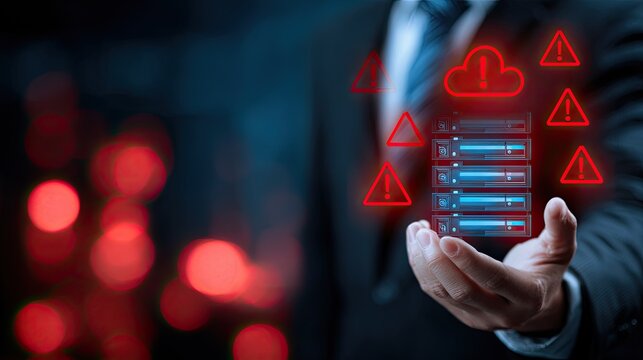 Cybersecurity Threat Alert on Cloud Server Infrastructure.