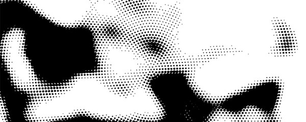 Fototapeta premium Abstract black hexagon halftone wave pattern with diagonal flow on white background