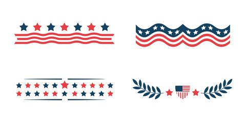 Obraz premium Patriotic Stars Stripes And Flag Design Elements
