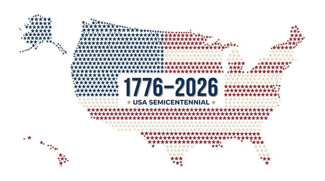 Usa semicentennial star map 1776 2026 patriotic design