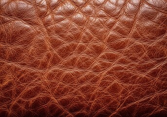 Fototapeta premium Close up of heavily textured brown leather surface showing wrinkles, scuffs, scratches, and deep patina from long use, ideal background, cracked, canvas, distressed