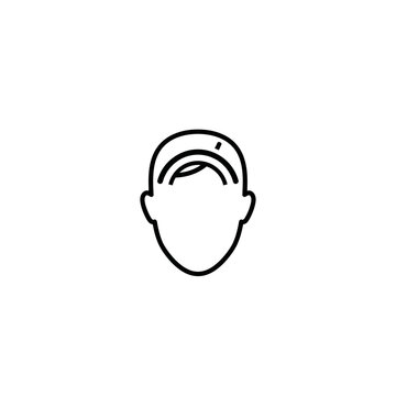 Minimalist user profile human head outline icon with identity, customer