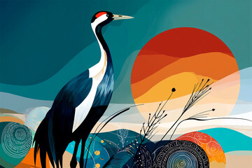 Fototapeta premium A Red-crowned crane 
